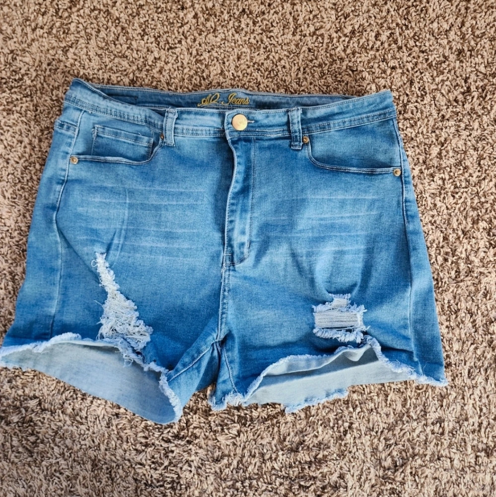 Blue Distressed Jean Shorts